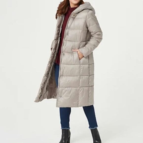 NWOT Centigrade Knee Length Puffer Coat in Champagne - Picture 1 of 8